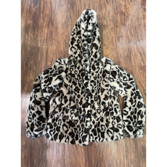 Sage Collective Faux Fur Cheetah Leopard Coat Retro Sz XS Soft Fuzzy Beth Dutton - Picture 1 of 8